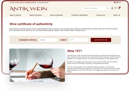Wine certificate of authenticity
