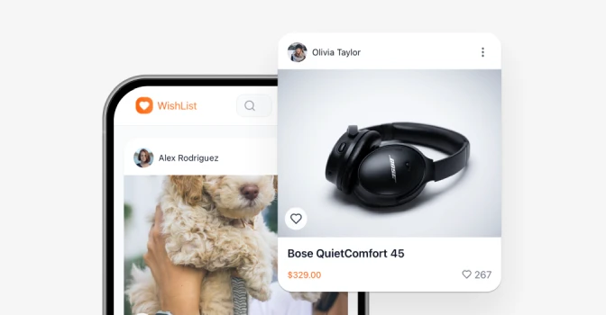 The wish-listing platform interface example | Dinarys case study