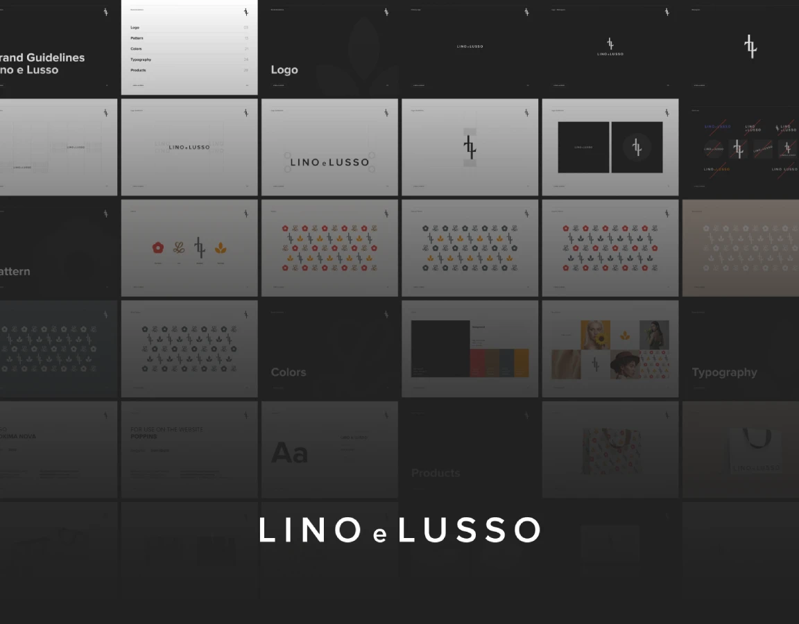 Typography elements designed by Dinarys for Lino e Lusso
