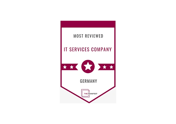 The manifest badge on Dinarys as the most reviewed IT services company