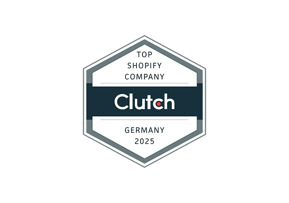 Clutch badge on Dinarys as a top Shopify company