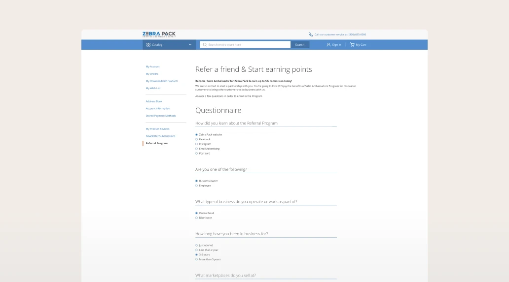 Custom referral program