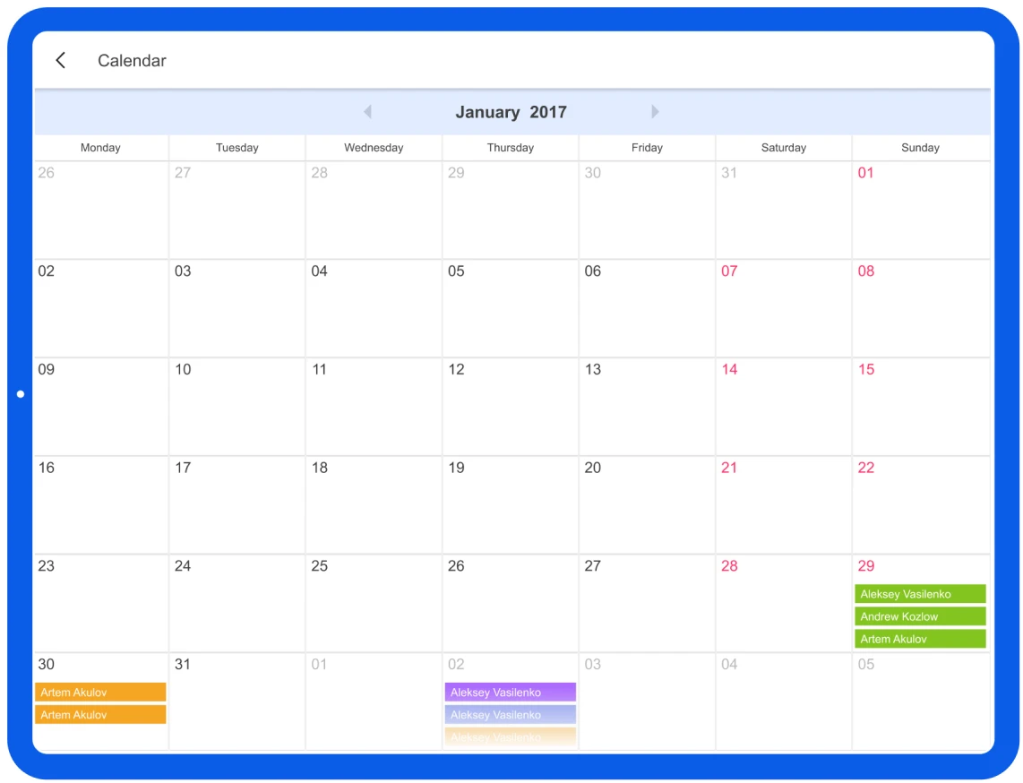Built-in calendar 