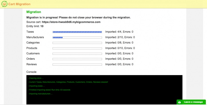 bigcommerce to magento migration - Double-check the options you have chosen and perform the full migration