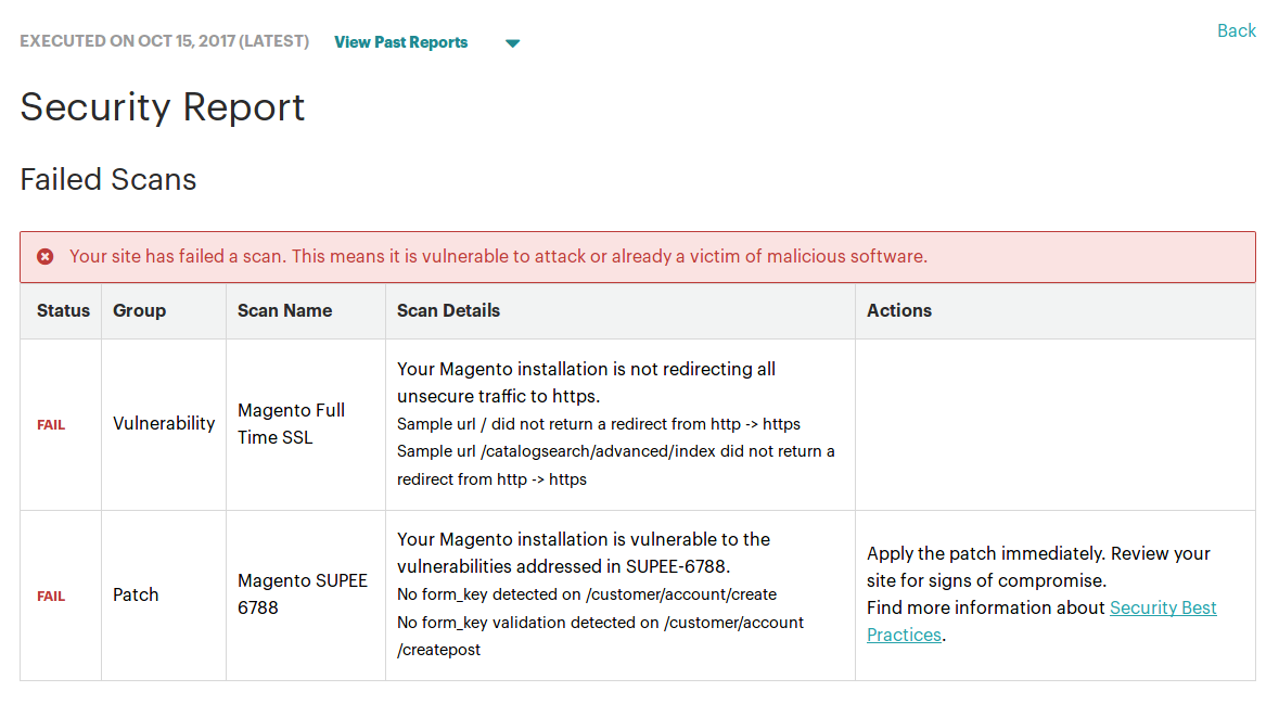 The Magento 2 Security Scan tool  offers recommendations of patches and best practices