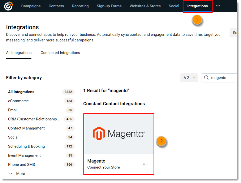 Constant contact Magento