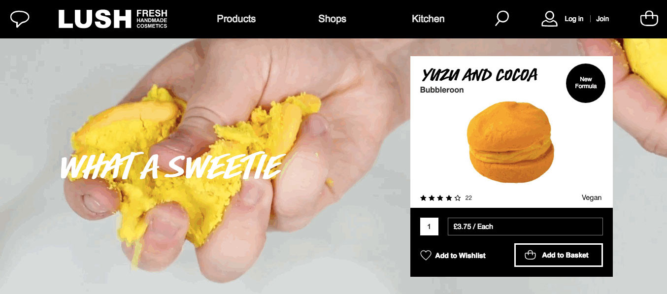 Lush company knows how to use and combine rich media content and descriptive content