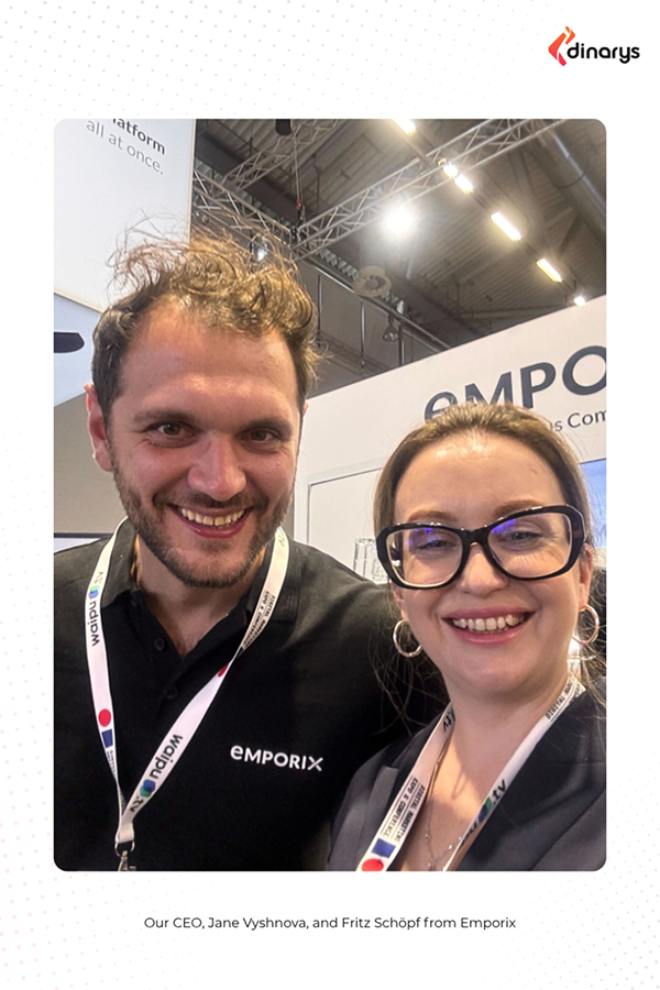 Our CEO, Jane Vyshnova, and Fritz Schöpf from Emporix