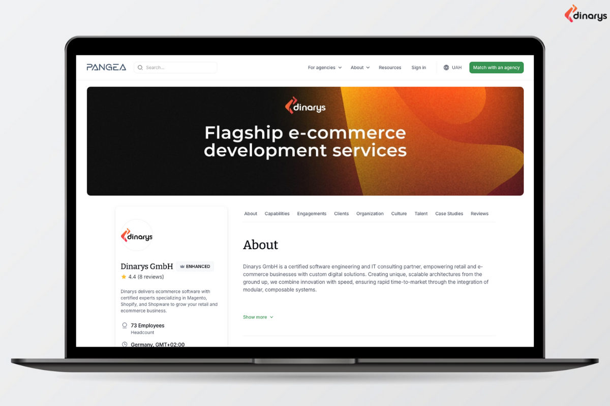 Top ecommerce development agencies: Example of a company profile on Pangea